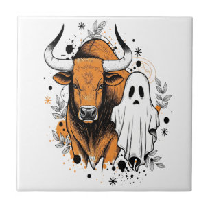 Halloween Highland-Kuh Niedlicher Herbst Fliese
