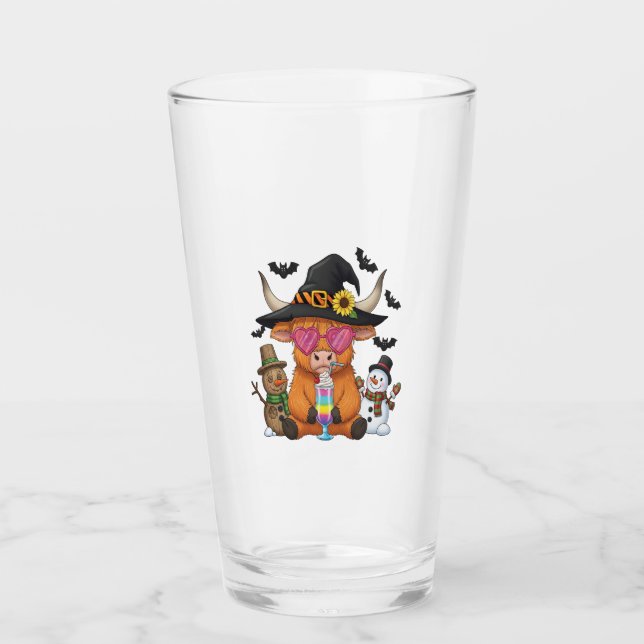 Halloween Highland-Rind (2) Glas (Vorderseite)