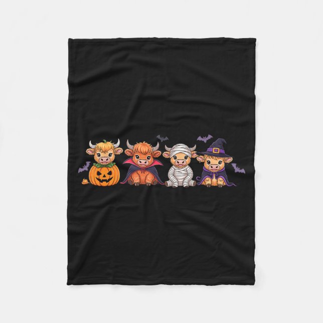 Halloween Highland-Rind Fleecedecke (Vorderseite)