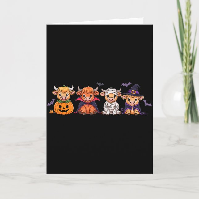 Halloween Highland-Rind Karte (Vorderseite)