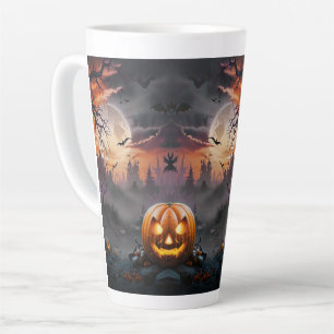 Halloween-Hintergrund in Orange und Grautönen Milchtasse