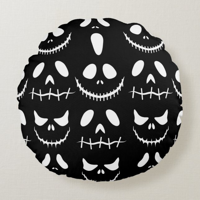 Halloween Hintergrund. Nahtloses Muster mit Halbwe Rundes Kissen (Vorderseite)