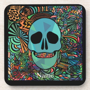 Halloween Hippie Skull Thunder_Cove Getränkeuntersetzer