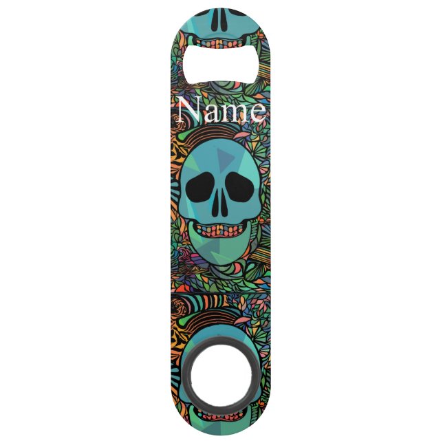 Halloween Hippie Skull Thunder_Cove Speed Flaschenöffner (Vorderseite)