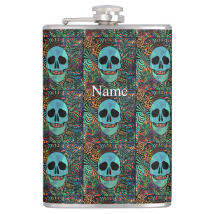 Halloween Hippie-Totenkopf Thunder_Cove Flachmann