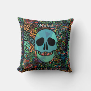 Halloween Hippie-Totenkopf Thunder_Cove Kissen