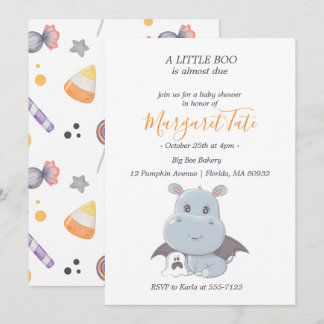 Halloween Hippopotamus Little Boo Baby Dusche Einladung