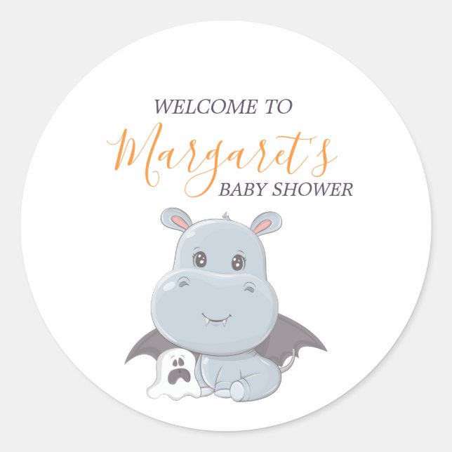 Halloween Hippopotamus Little Boo Baby Dusche Runder Aufkleber (Vorderseite)