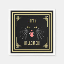 Halloween Hissing Cat Black EleganPaper Napkins Serviette
