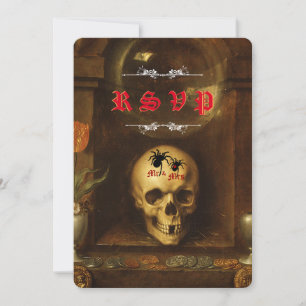 Halloween-Hochzeit Goth, Totenkopf, Spinnen RSVP-K Einladung