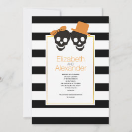 Halloween-Hochzeit, Orangenhaar und Streifen Einladung