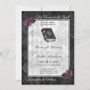 Halloween-Hochzeit Zauberbuch Grimoire Rose Schwar Einladung