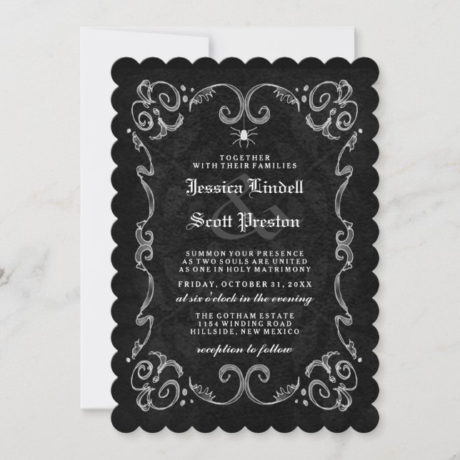 Halloween Hochzeit "Zusammen mit" EMPFANG BACK Einladung (Vorderseite)