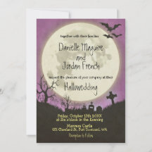 Halloween Hochzeitseinladung lila mit Mond