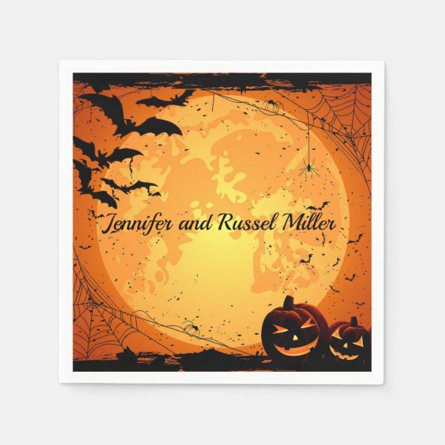 Halloween Hochzeitsempfang personalisieren Papier Serviette (Vorderseite)