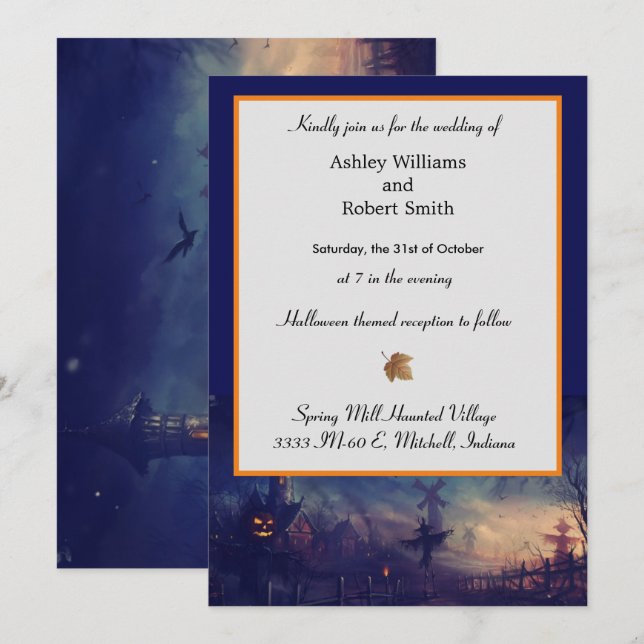 Halloween Hochzeitskarte Spuk Einladung (Vorne/Hinten)