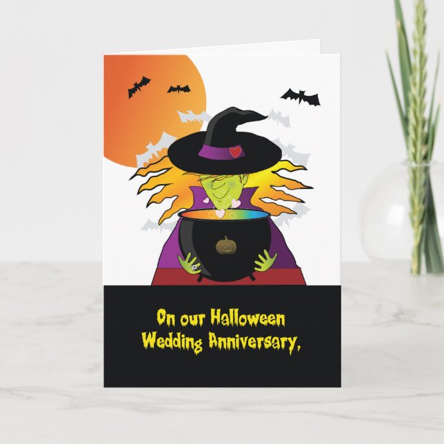 Halloween-Hochzeitstag-Hexe-Gebräu Karte (Vorderseite)