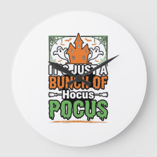 Halloween Hocus Pocus Zitat Vektor Design_1 Große Wanduhr