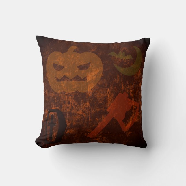 Halloween-Höhepunkte auf dem unheimlichen Hintergr Kissen (Vorderseite)