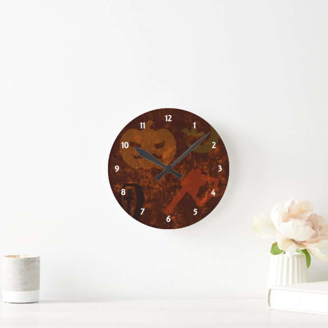 Halloween-Höhepunkte auf der Wahnvorhalle Runde Wanduhr (Zuhause)