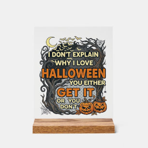 Halloween Hol es Gruselig Baum Kürbisse Fledermäus Acrylschild