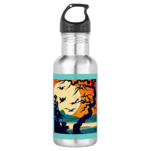 Halloween - Holzschnitt Art 7 Edelstahlflasche
