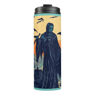 Halloween - Holzschnitt Stil 3 Thermosbecher