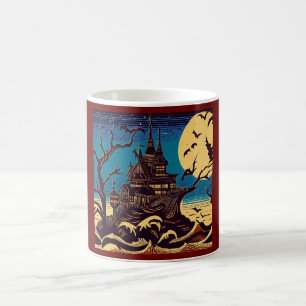 Halloween - Holzschnitt Stil 4 Kaffeetasse