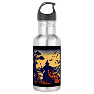 Halloween - Holzschnitt Stil 5 Edelstahlflasche
