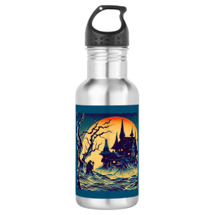Halloween - Holzschnitt Stil 6 Edelstahlflasche
