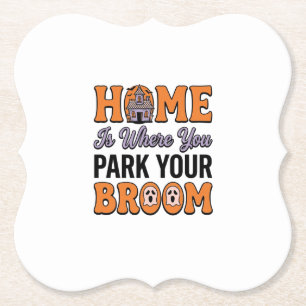 Halloween Home Park Your Broom Vintage-Typografie Untersetzer