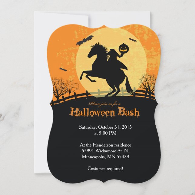 Halloween Homme Cheval sans tête Invitation de fêt (Devant)