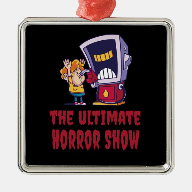 Halloween - Horror auf Tankstelle anzeigen Ornament Aus Metall (Vorne)