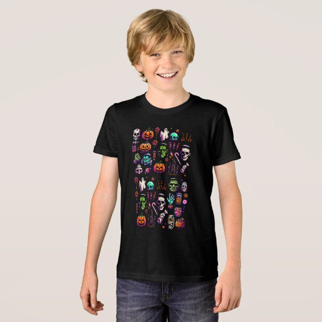 Halloween Horror & Monster Icon Art T - Shirt (Vorderseite voll)