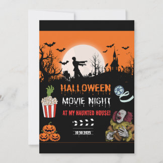 Halloween Horror Movie Night Party Invitation Dankeskarte