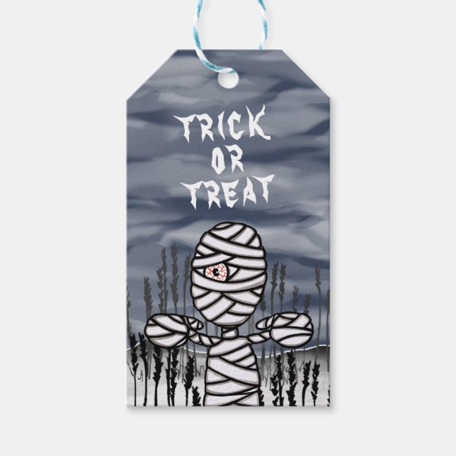 Halloween-Horror-Mummy-Trick oder -Behandlung Geschenkanhänger (Vorderseite)