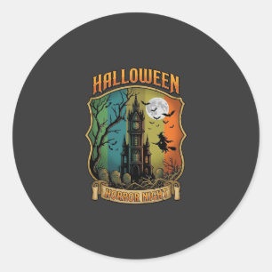 Halloween Horror Night Spukhaus Hexe Vollmond Runder Aufkleber