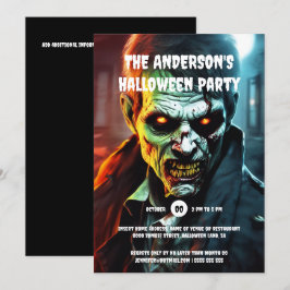 Halloween Horror Party Zombie Kreatur Cartoon Einladung