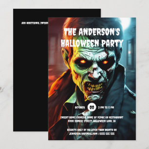 Halloween Horror Party Zombie Kreatur Cartoon Einladung