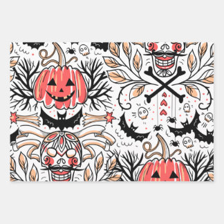 Halloween Horror Pattern Geschenkpapier Set