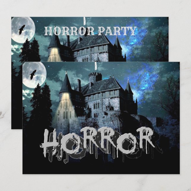 Halloween Horror Spuk House Beängstigend Blue Nigh Einladung (Vorne/Hinten)
