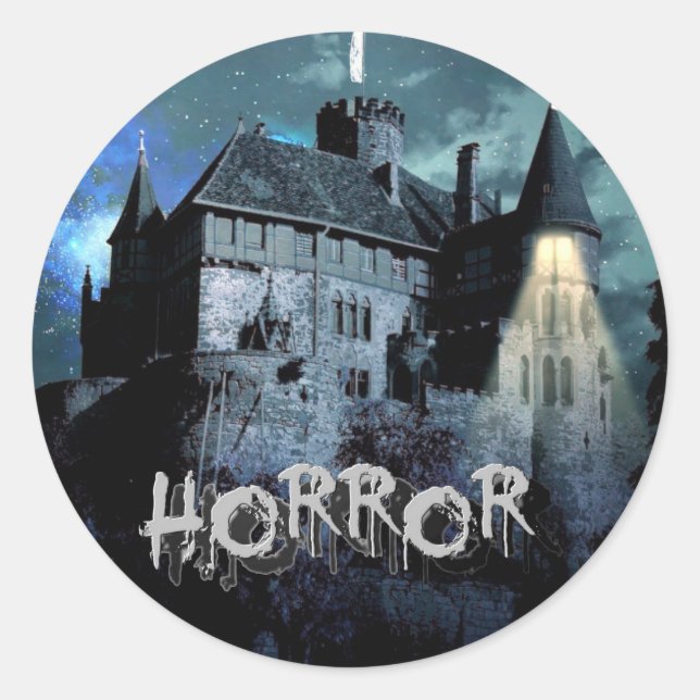 Halloween Horror Spuk House Beängstigend Blue Nigh Runder Aufkleber (Vorderseite)