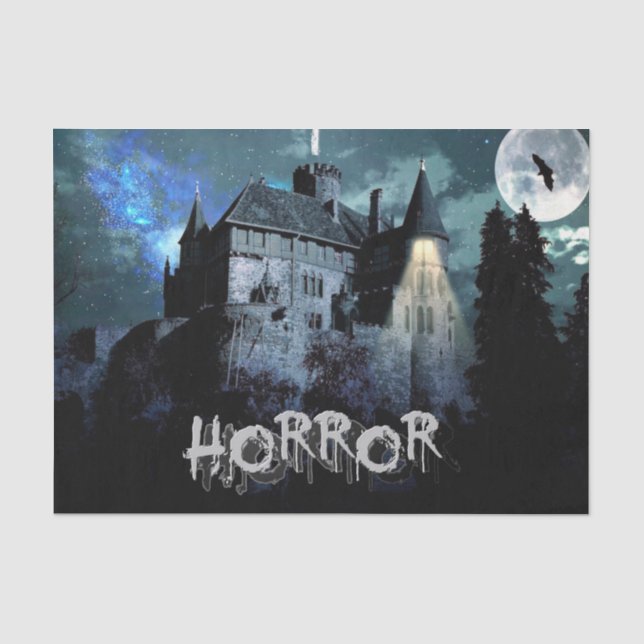 Halloween Horror Spuk House Beängstigend Blue Nigh Seidenpapier (Vorderseite)