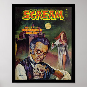 Halloween Horror Vintag Skull Monster Comic Book Poster
