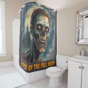 Halloween, Horror, Zombie, Augen des Vollmonds Duschvorhang