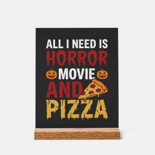 Halloween-Horrorfilm- und Pizza-Typografie Acrylschild
