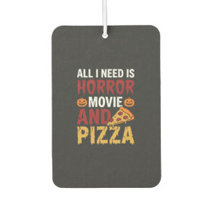 Halloween-Horrorfilm- und Pizza-Typografie Autolufterfrischer