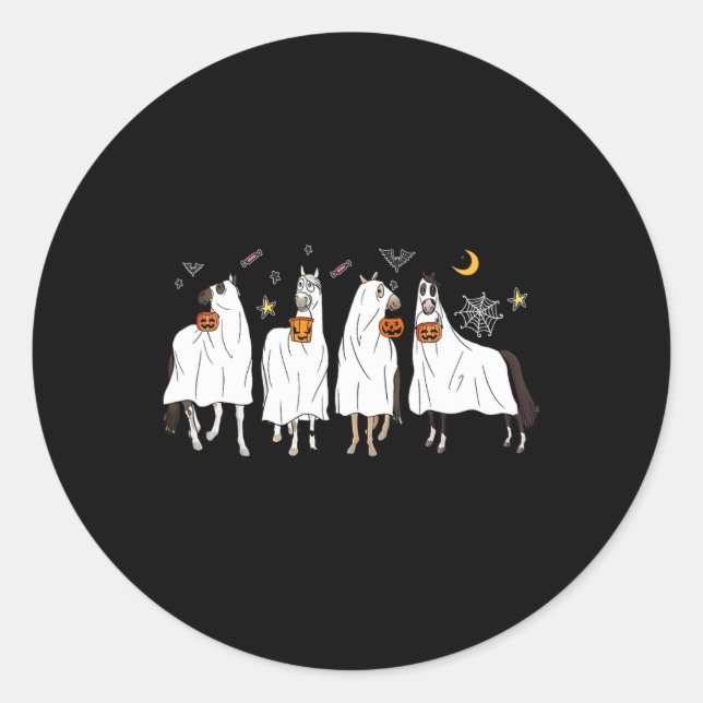 Halloween Horse Ghost Boo Pumpkin Kostüm für Männe Runder Aufkleber (Vorderseite)