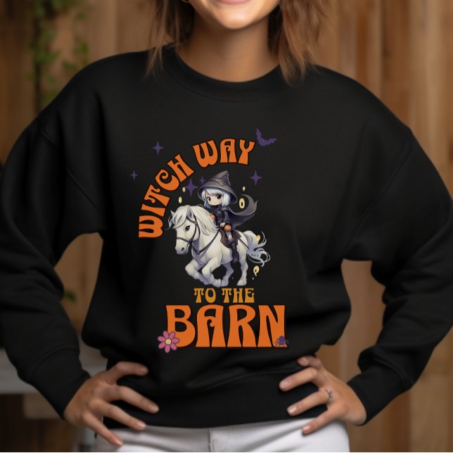 Halloween Horse Hexenweg zum Stall Sweatshirt (Von Creator hochgeladen)