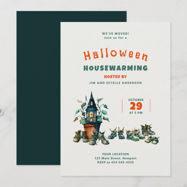 Halloween House Erwärmung Wir bewegten Gremlin Sho Einladung (Vorne/Hinten)